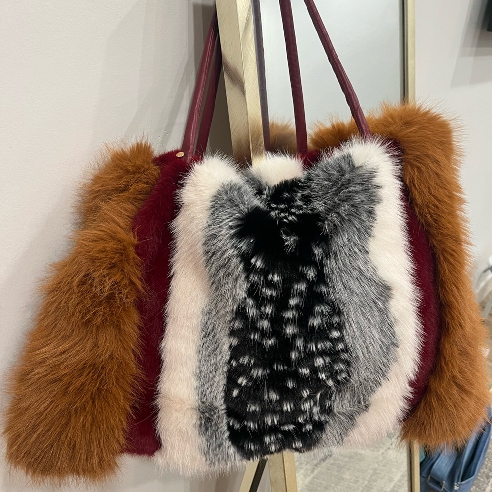 Faux Fur Multicolor Tote Bag